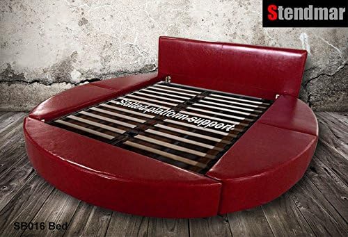 Queen New Modern platform Round Bed Red Leatherette SB016R