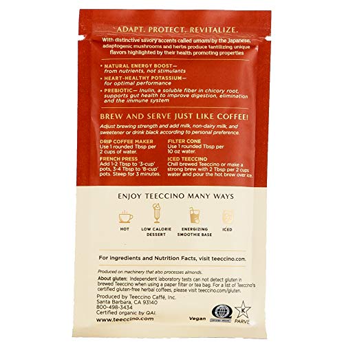 Teeccino Mushroom Adaptogen Herbal Coffee Sampler 6 TrialSize