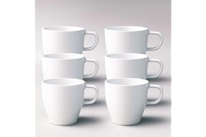 Set of 6 Unbreakable Coffee Mugs, 10oz (300ml) Shatterproof Cups | BPA-Free Eco-Composite Resin, Matte White | Ideal for Kids