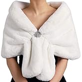 TWINKLEDE Wedding Faux Fur Shawl and Scarfs Bridal Fur Wraps and Shawls Winter Fur Stole for Brides and Bridesmaids