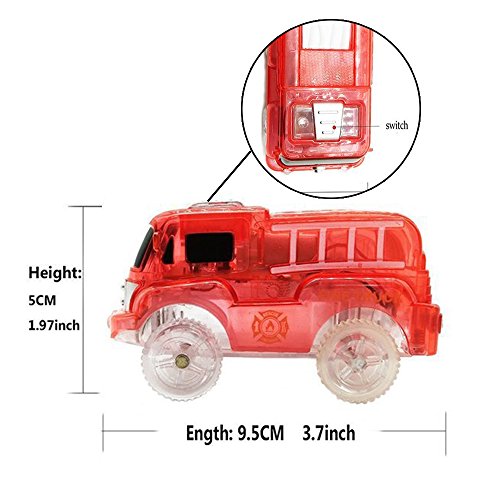4 Pack Replacement Track Cars Light Up Toy Cars, 5 LED Flashing Lights Compatible with Most Tracks - Thumbnail 4