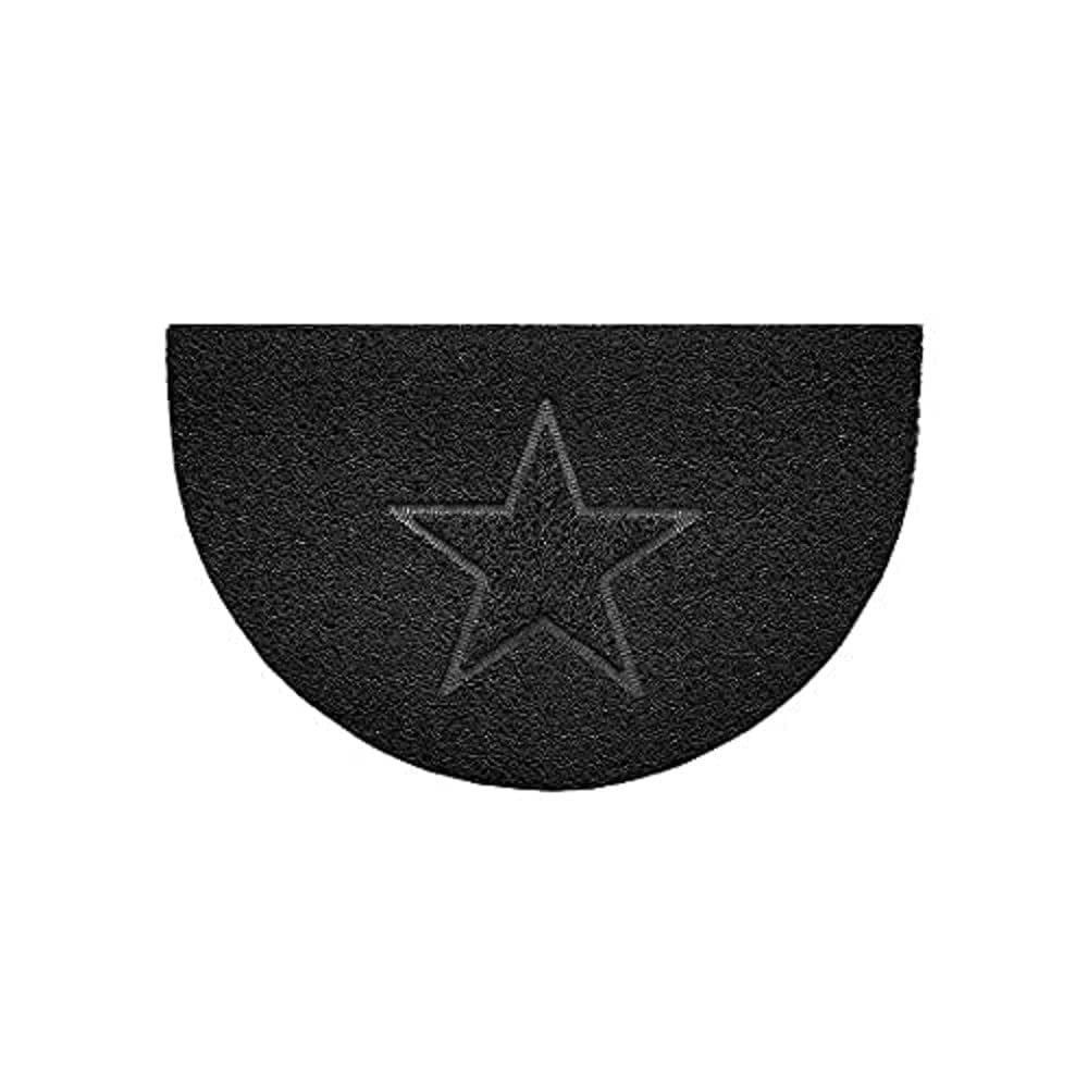 Nicoman Embossed Halfmoon Half Circle Door Mat Dirt-Trapper Jet-Washable Doormat 70x44cm (Black, STAR Shape) - Use Indoor or Sheltered Outdoor