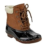 I YOKIDS EE43 Girl's Two Tone Lace Up Low Heel Rain Duck Ankle Booties