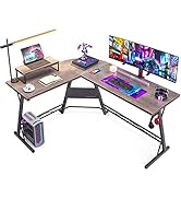Gaming Desk L Shaped Computer Desk, Corner Desk for Home Office with Monitor Stand 58", Gray Oak