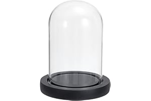 PATIKIL 4.7"x3.1" Clear Cloche Glass Dome, Glass Bell Jar Display Case Tabletop Centerpiece with Black Wooden Base for Christmas Home Decor