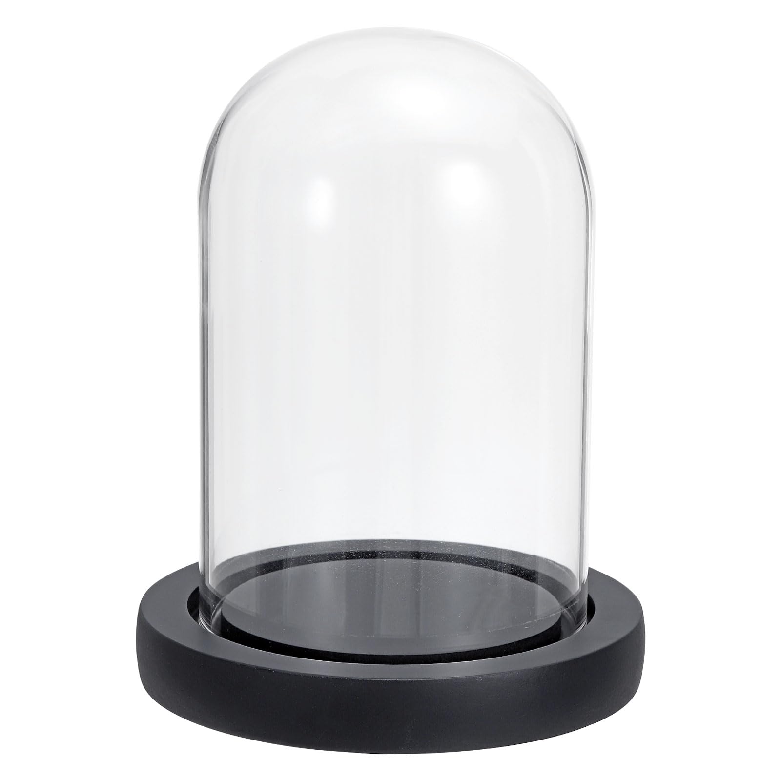 PATIKIL 4.9"x3.6" Clear Cloche Glass Dome, Glass Bell Jar Display Case Tabletop Centerpiece with Black Wooden Base for Christmas Home Decor