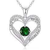 BAUBELLA Birthstone Heart Necklace for Women Wife Girlfriend Mom Daughter Gifts S925 Silver Jewelry For Anniversary Rose Gold Gifts For Birthday Christmas Mothers Valentines Day