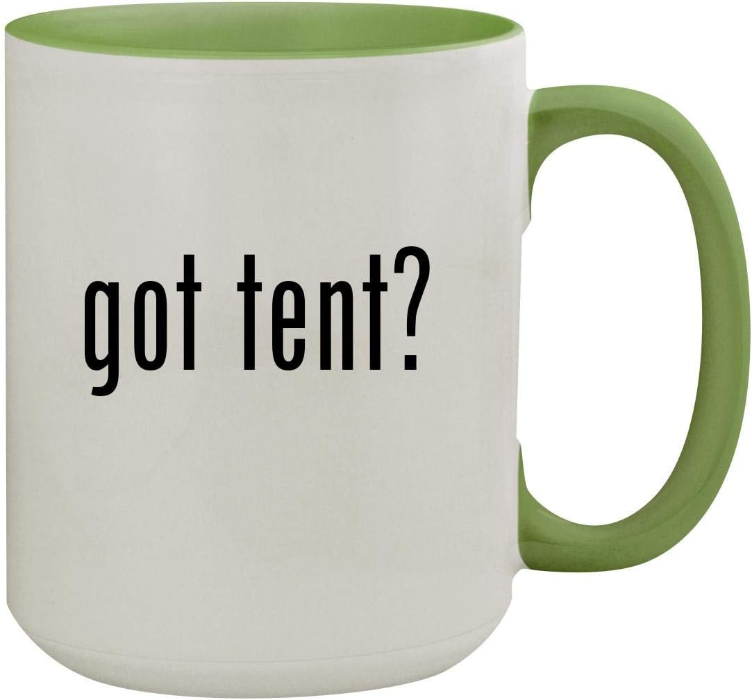 got tent? - 15oz Ceramic Inner & Handle Colored Coffee Mug, Light Green