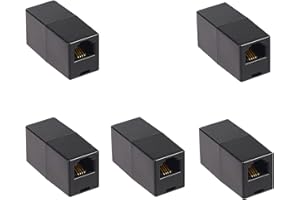 Seefeful RJ11 Coupler, Straight Telephone Inline Coupler RJ11 6P4C Inline Keystone Jack Female to Female Straight Telephone Cable Cord Extension Adapter (Black 5pack)