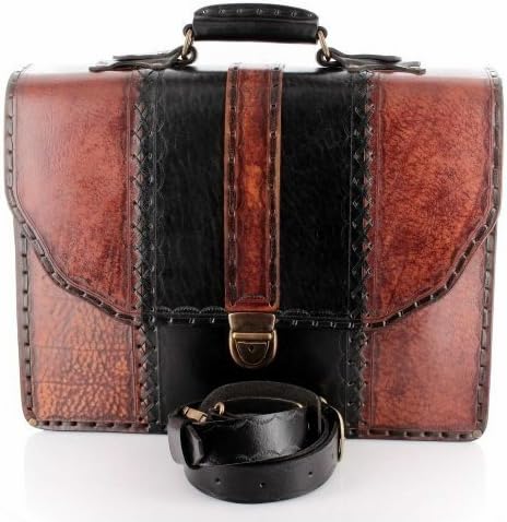 14" Leather Briefcase Laptop Messenger Bag Handbag Men Brown