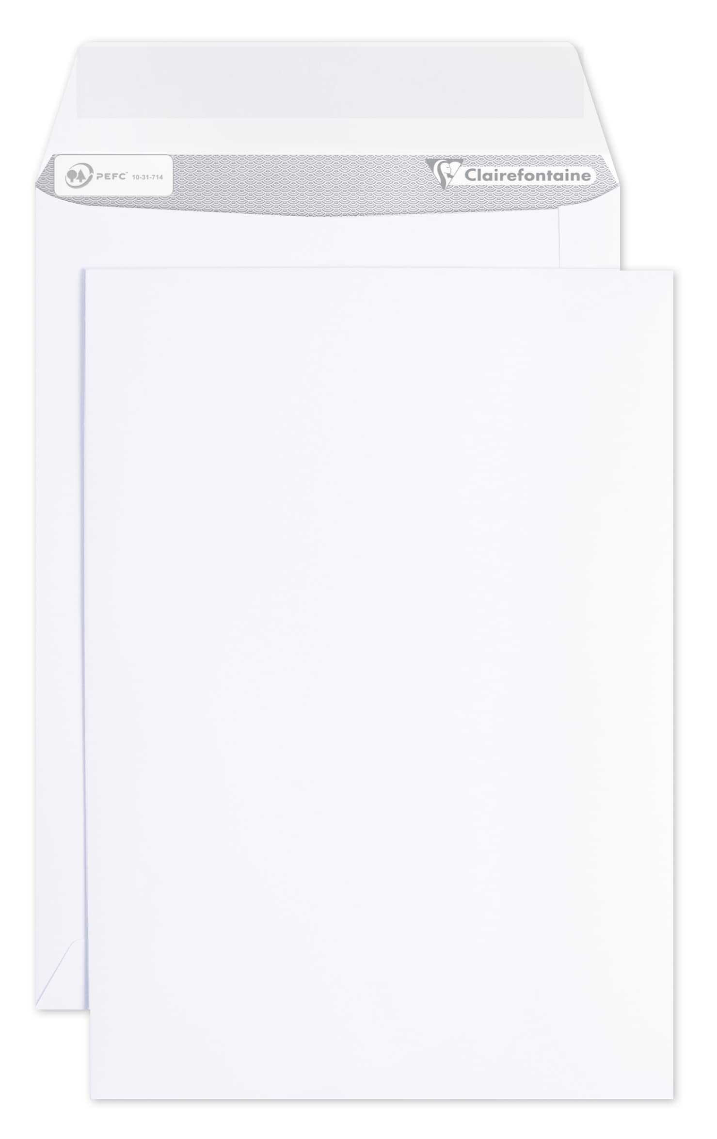 Clairefontaine 8044C - Box of 250 White Envelopes - Size: B5-176x250mm - Self-Adhesive - 90g/m² - White Colour - Correspondence - Manufactured in France