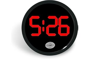 yorpyep Digital Dashboard Car Clock, Touch-Sensitive Luminous LED High-Definition Time Display Clock, Alloy Anti-Rust Self-Adhesive Round Electronic Clocks, for Most Cars Home Office (Red)