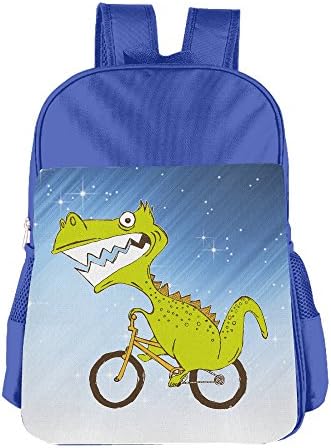 Cartoon Dinosaur Ride Bike Girls Boys School Backpack Bag School Bags RoyalBlue For Teen