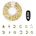 WOKOTO 6 Boxes Gold Nail Charms Studs Rose Star Moon Feather Shape Metal Nail 3D Charm Kit 3D Nail Art Jewelry Decoration With 1Pc Tweezers And Picker Pencil Tools