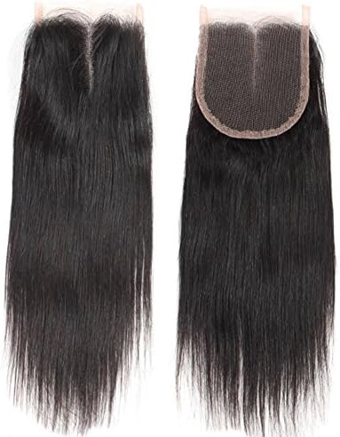 Mic Hair 4x4 Lace Closure Straight Human Hair Middle Part Front Lace Closure With Baby Hair (14 inch)