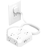 2 Prong Power Strip, WRXDMC 2 Prong to 3 Prong Outlet Adapter with 5ft Cord | 1400J Two Prong Surge Protector, Flat Polarized Plug, 8 AC with 2 USB C and 2 USB A, Wall Mountable, Ideal for Old House