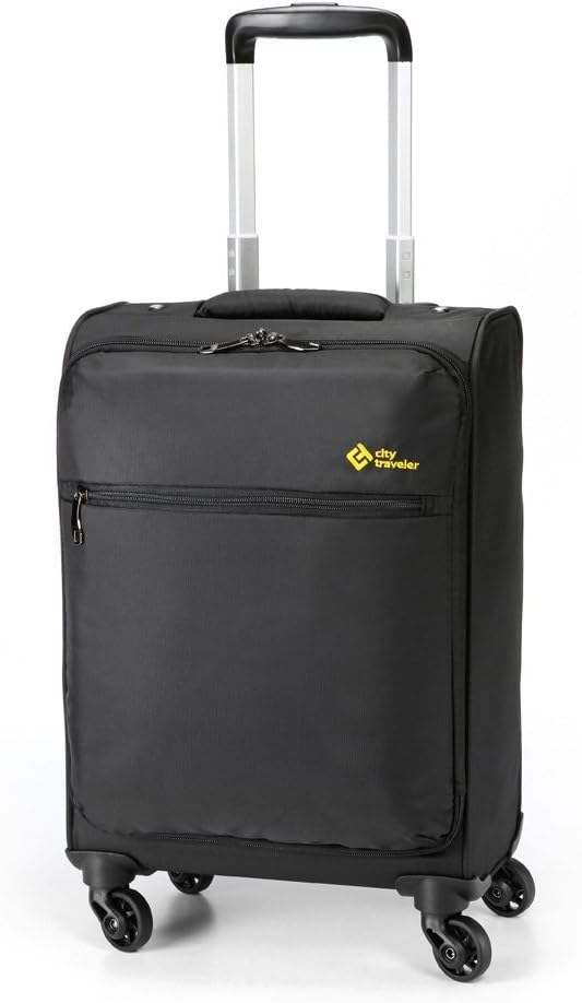 City Traveler Durable Nylon Business Suitcase - Carry On with Spinner Wheels (Super Lightweight 4 lb)