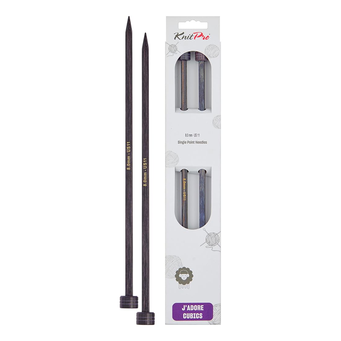 KnitPro J’Adore Cubics Single Pointed Needles 10" (25cm) | 8.00mm