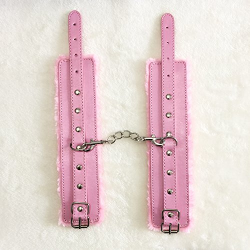 Fashion Leather Handcuffs Cuffs Adjustable Plus Sleeping Mask Set (Pink)