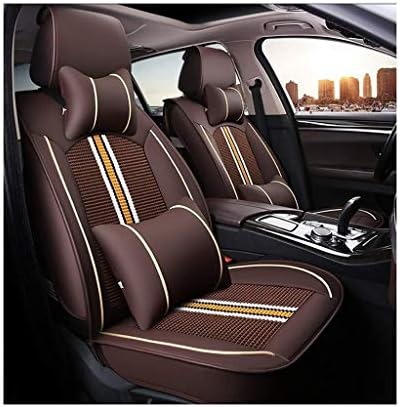 Yドウェインカーシートカバークッション 予約販売品 冷凍シルク Puレザー夏のフルセット5席のカーシートクッションフォーシーズンズユニバーサル ブラウンh