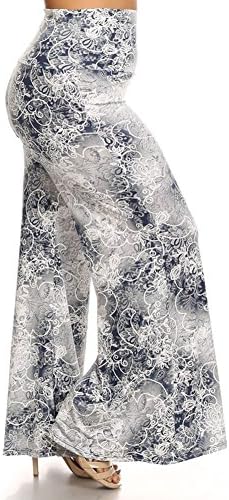 Fashiondio Women's Plus Size Wide Leg Boho Style Palazzo Pants, 3XL, MULTI FLORAL