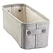 mDesign Narrow Fabric Storage Bin Basket with Handles for Nursery Closet, Cabinet, Cubby, Playroom, Small Slim Baskets for Bibs, Plush Toys, Bodysuits, Crane Collection - Light Gray