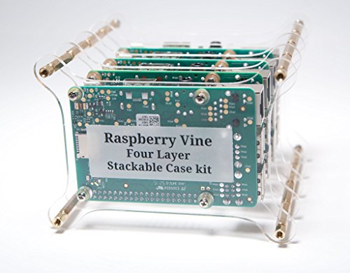 Raspberry-Pi-3-Four-4-Layer-Complete-Stackable-Dog-Bone-Case-Clear-Stack-Enclosure-Fits-Pi-3-2-3B-2B-B-A-B-A-by-Raspberry-Vine