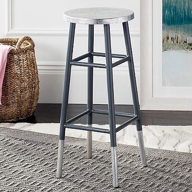 Safavieh 30" Kenzie Iron Counter Stool in Grey/Silver