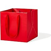LFCXHTY 20 Pack Square Gift Bags Solid Small Red Gift Bags with Handles for Party Favor Bag (6x6x6 In, Red)