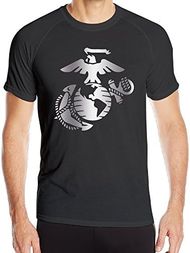 Men United States Marine Corps Platinum Logo Athletic Quick Dry T-shirt Black
