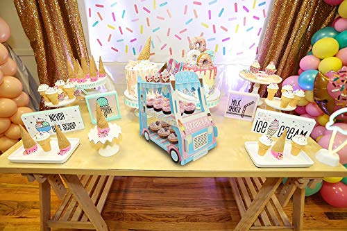 image for KAPOKKU 3 Tier Cupcake Stand Ice Cream Van Stand Cars Display StandCar