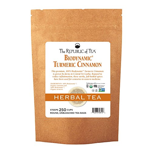 The Republic Of Tea Biodynamic Turmeric Cinnamon Herbal Tea, 250 Tea Bags, Premium 100% Biodynamic Blend