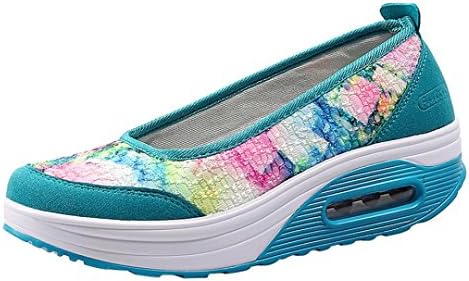 DENER Women Ladies Wedge Sneakers,Colorful Canvas Slip on Arch Support Wide Width Comfortable Casual Sport Running Shoes
