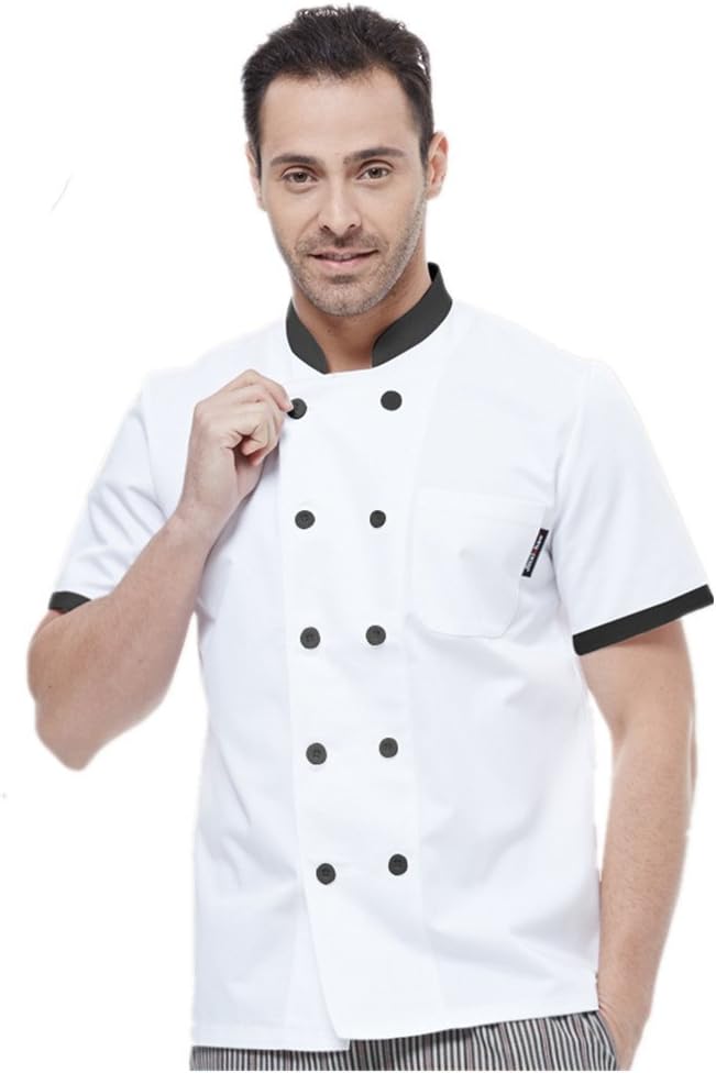 JXH Chef Uniforms Men's Short Sleeve Chef White Coat