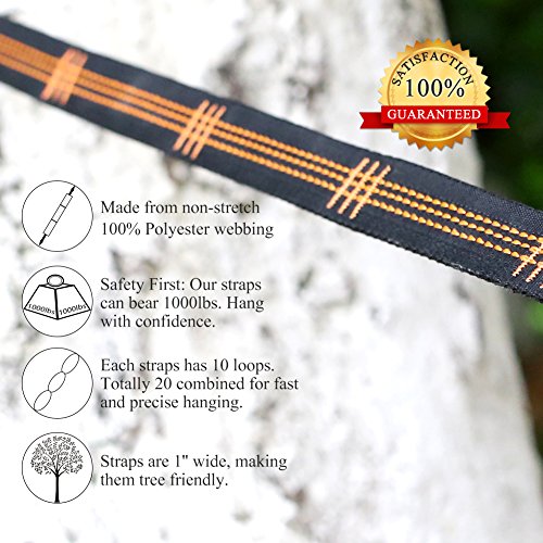 OILEUS X-large Double Camping Hammock-Lightweight Nylon Portable Hammock, Best Parachute Double Hammock-10ft Straps with Loops & Carabiners-For Backpacking Beach Yard 130" L x 78" W - Thumbnail 2