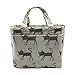 Insulated Lunch Bag Reusable Sling Shoulder Lunch Tote Travel Picnic Drawstring Bento Cooler Bag, Front Pocket and 2 Side Pockets (Grey Cats)