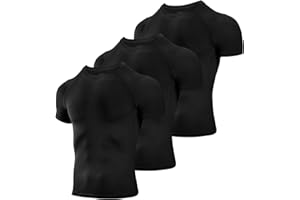 Niksa Men's Compression Shirts 3/5 Pack,Short Sleeve Athletic Compression Tops Cool Dry Workout T Shirt