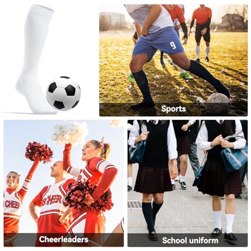 WiseJoy 4 Pieces Knee High Socks, School School High Stockings Cotton for Uniform and Sport, High Socks Children, Cotton Socks for Women Unisex