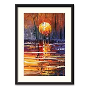 Black Framed Canvas Wall Art Oil Painting Scenery Home Artwork Decoration for Living Room, Bedroom - 23x31 inches