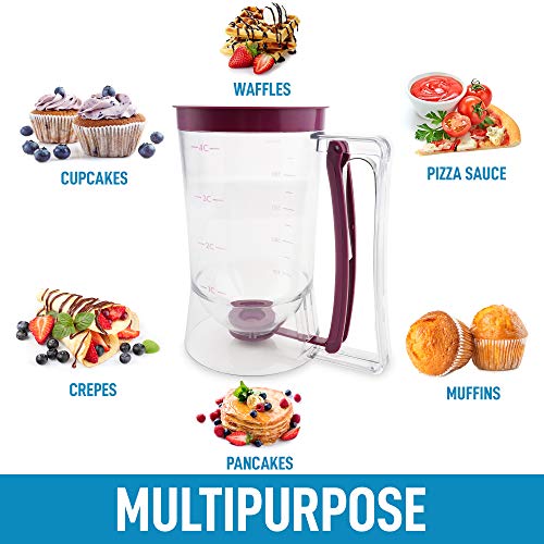 Zulay Kitchen 4 Cup Pancake Batter Dispenser With Squeeze Handle