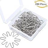 Aneco 100 Pieces Fusible Temperature Nichrome Ornament Hanger Wires U Hooks with Storage Box for DIY Crafts,Hanging Jewelry