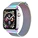 amBand Compatible with Apple Watch Band 42mm 44mm, Stainless Steel Mesh Milanese Replacement Wristband Compatible for iWatch Series 4/3/2/1 Colorful