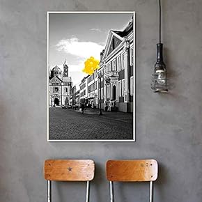 Floating Framed Canvas Wall Art for Living Room, Bedroom Black and White City Canvas Prints for Home Decoration Ready to Hang - 16x24 inches