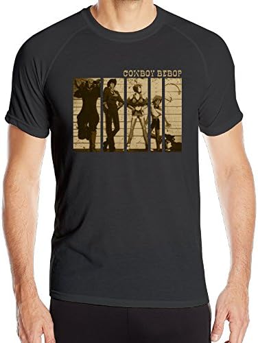 Duola Men's Cowboy Bebop Short Sleeve Sports Vintage T-shirt Black L