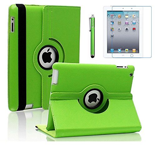 AiSMei Case for iPad 4 (2012), Rotating Stand Case Cover for 9.7'' Apple iPad A1395, A1396, A1397, A1403, A1416, A1430, A1458, A1459, A1460, Bonus Stylus Film, Green