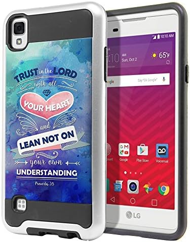 LG Tribute HD LS676 X Style 5 inch X Skin L56VL L53BL Case, Fincibo (TM) Dual Layer Brushed Hybrid Hard Protector Cover TPU Skin, Christian Bible Verses Proverbs 3:5 Trust In The Lord (Pastel)