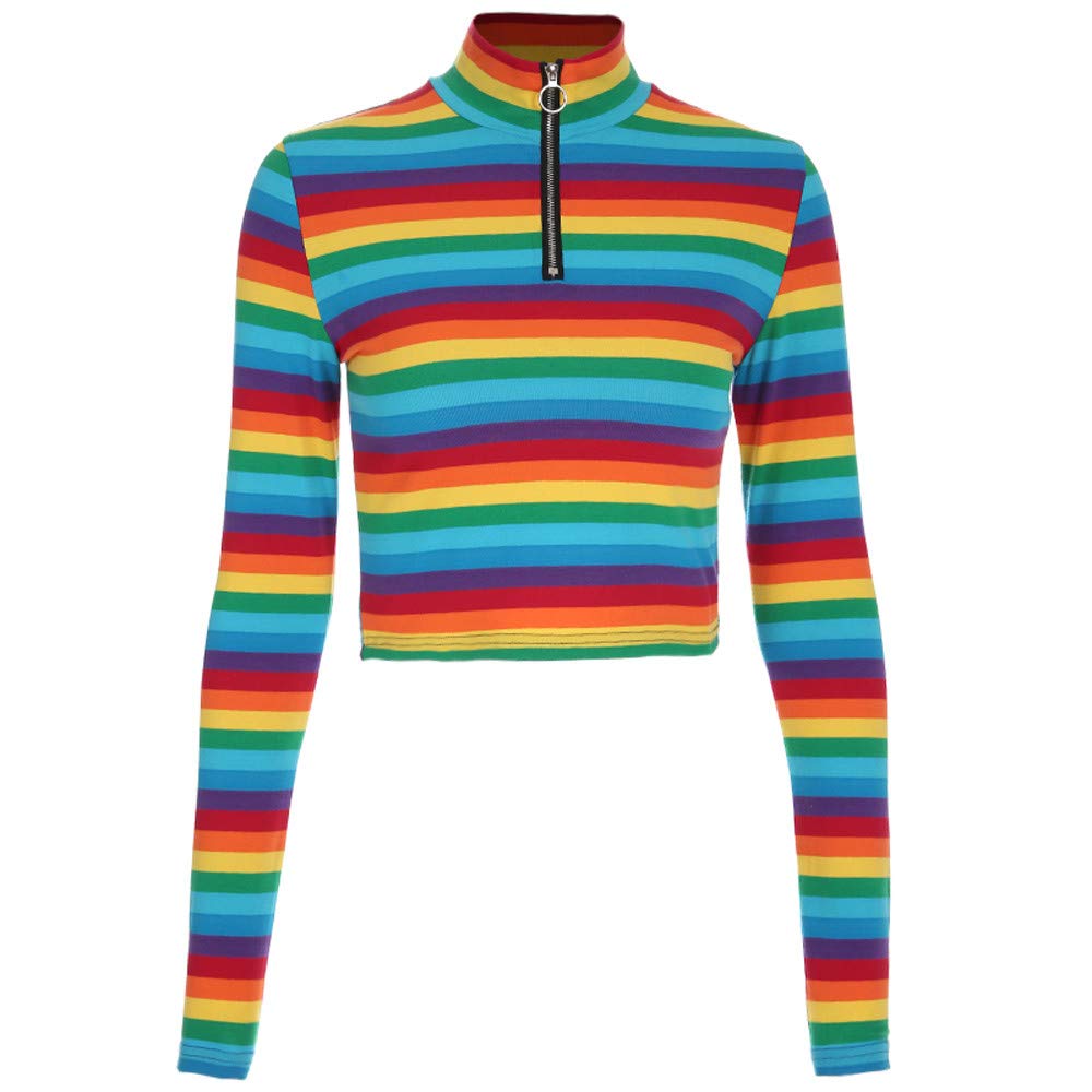 rainbow turtleneck shirt