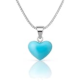 Genuine Larimar Jewelry Heart Pendant Necklace Handmade 925 Sterling Silver – Unique Crystals Gift for Women Holiday Jewelry for Her