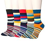 5 Pairs Womens Colorful Cotton Fancy Design Novelty Funny Crew Socks by Darller