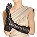 Warmen Winter Fleece Lined Ruched Elbow Length Long Evening Dress Leather Gloves (8.5, Black ( Touchscreen Function ))